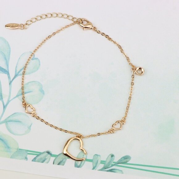 "Delicate Rose Gold Heart Bracelet with Adjustable Chain Extender, XPBL0863 - Picture 2 of 12